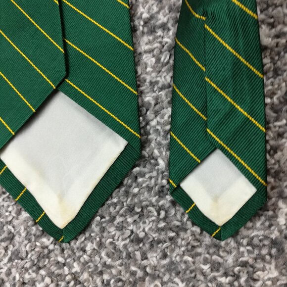 Vintage Brooks Brothers Makers Neck Tie Silk Repp Striped Green 56L USA Made - Picture 5 of 5